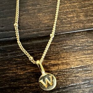 Stia Gold Chain Necklace with W Pendant